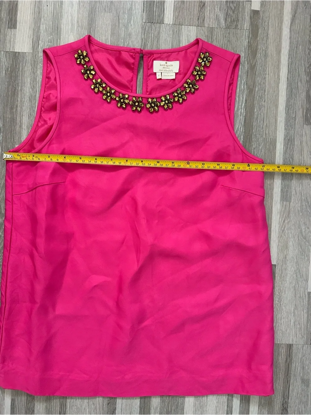 Kate Spade New York blouse Fuchsia with embellishments Floral design, size 2